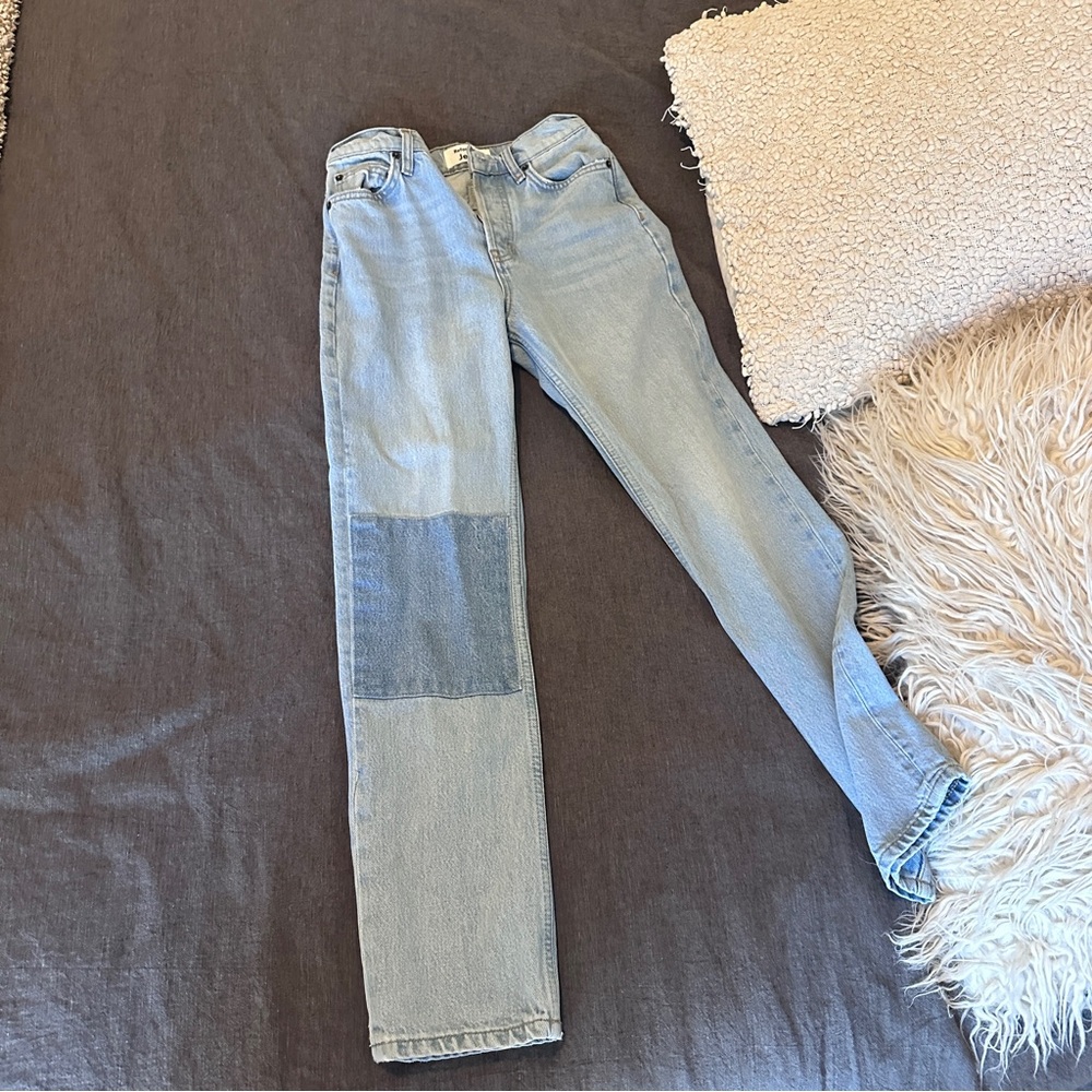 Gently worn Reformation patch jeans